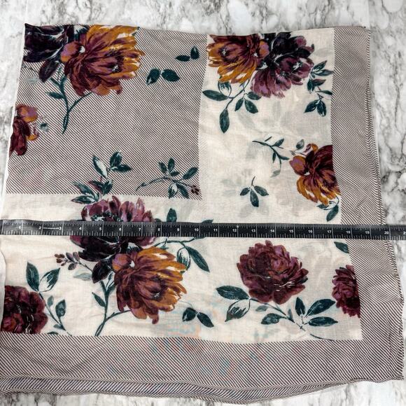 J.Jill Floral Garden Striped Square Scarf Rayon Sheer Lightweight 40” x 40” - Picture 4 of 8
